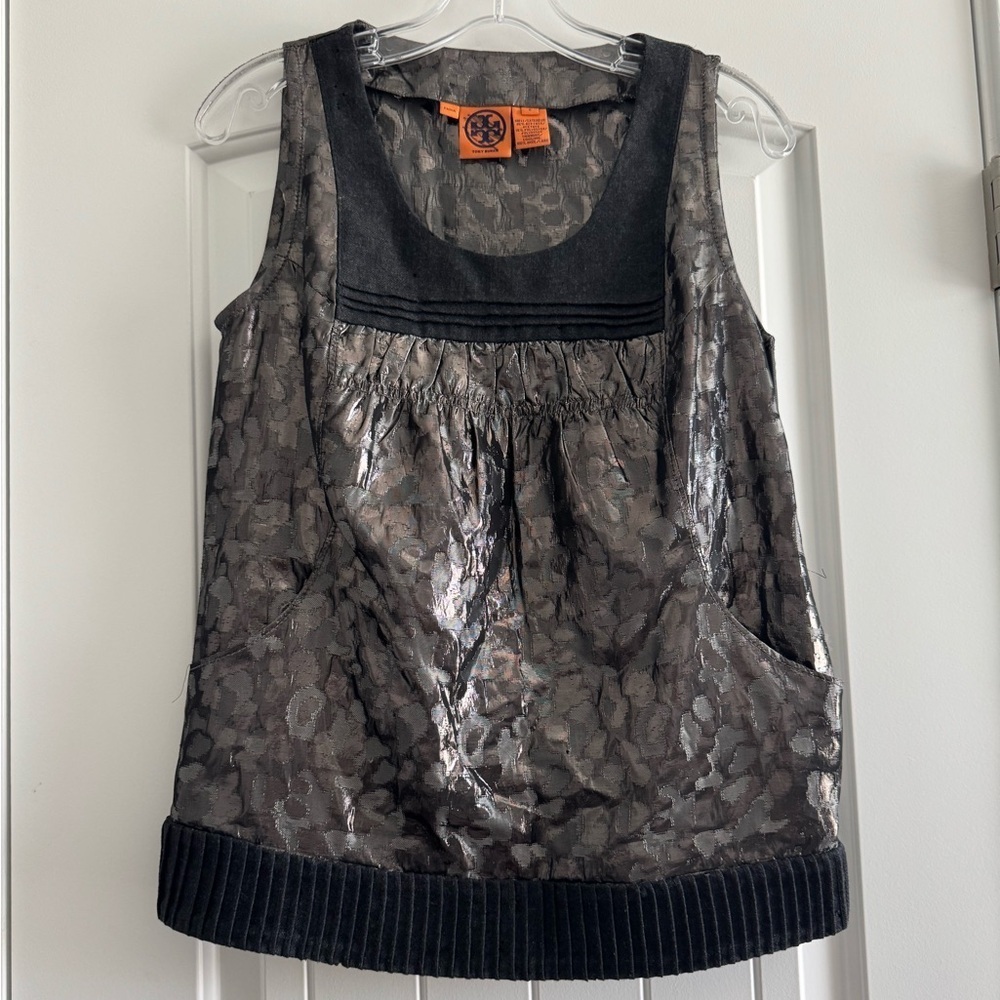Tory Burch Black and Silver Blouse